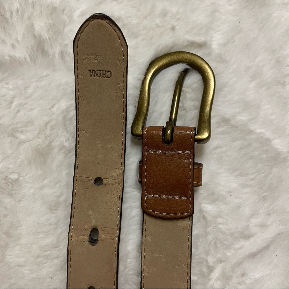 Dockers color-block leather equestrian belt with brass stirrup buckle, L - Picture 4 of 9